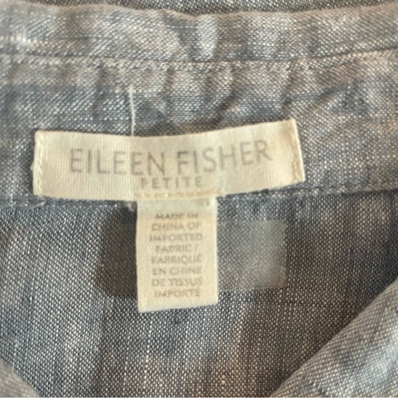 Eileen Fisher 100% linen gray button down shirt organic 20647 - Picture 4 of 9